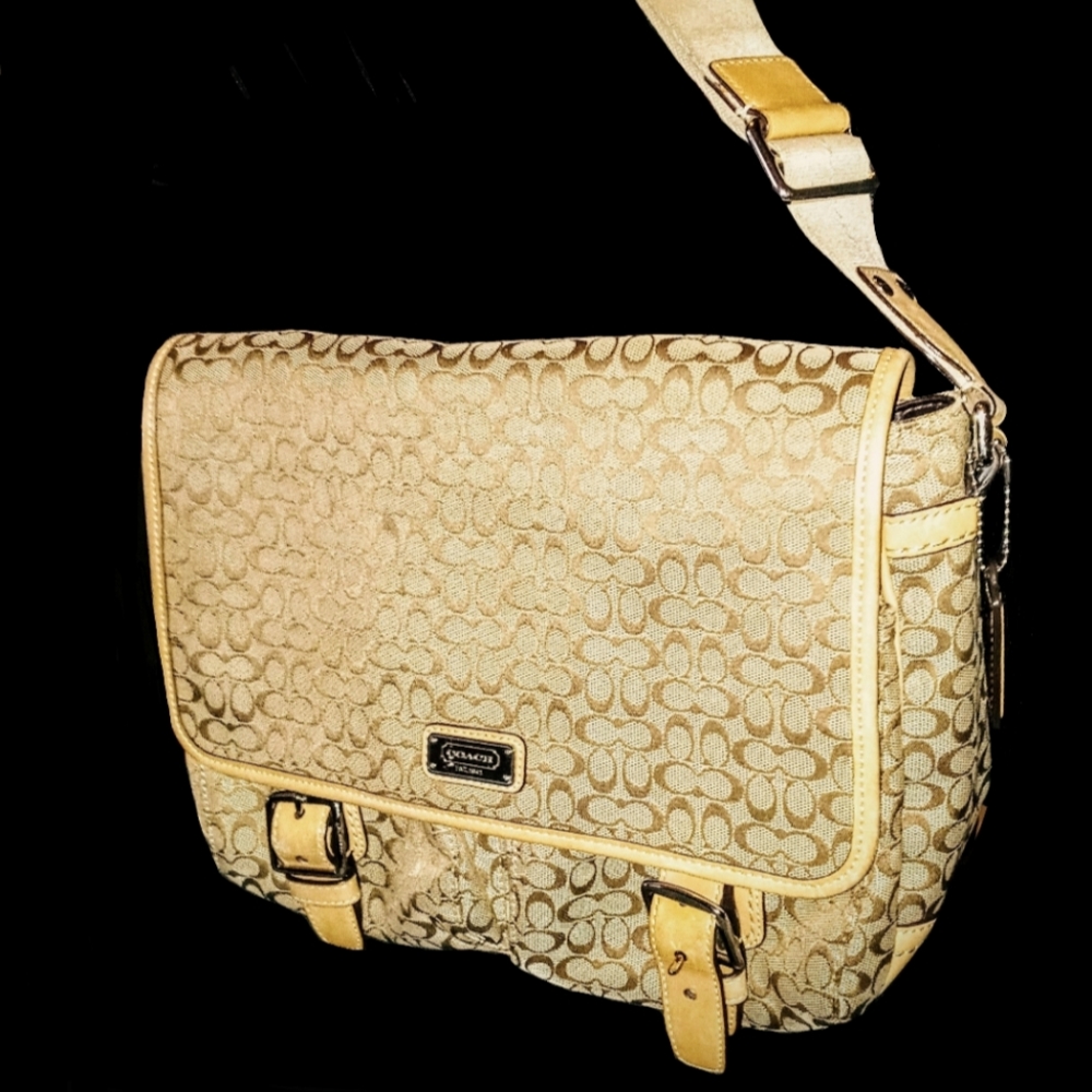 Coach Signature Canvas Laptop Crossbody Bag